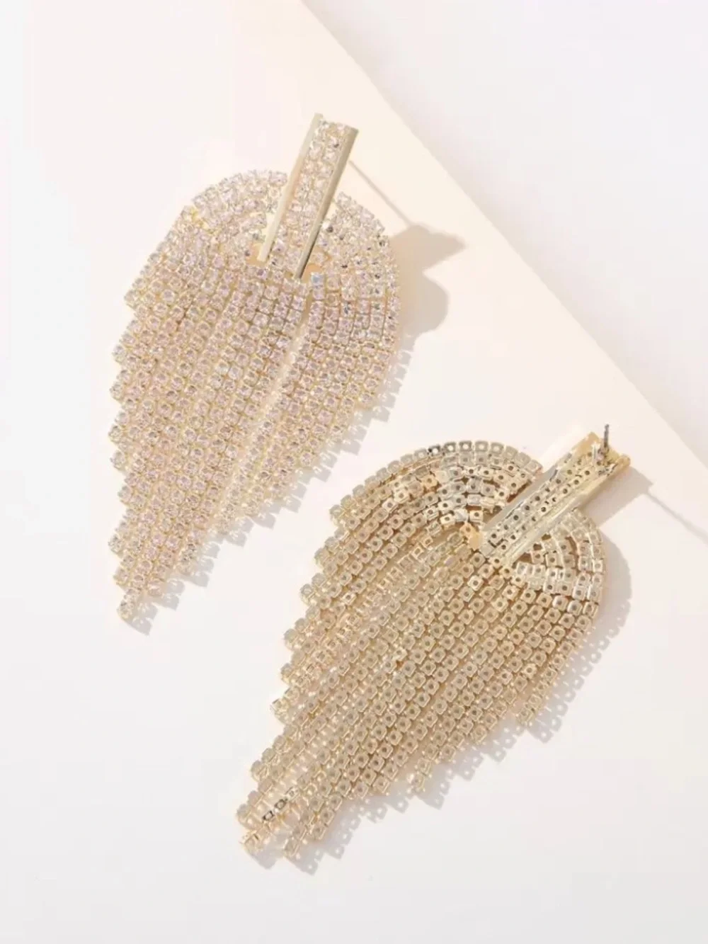 Luxury Gold Crystal Fringe Statement Earrings
